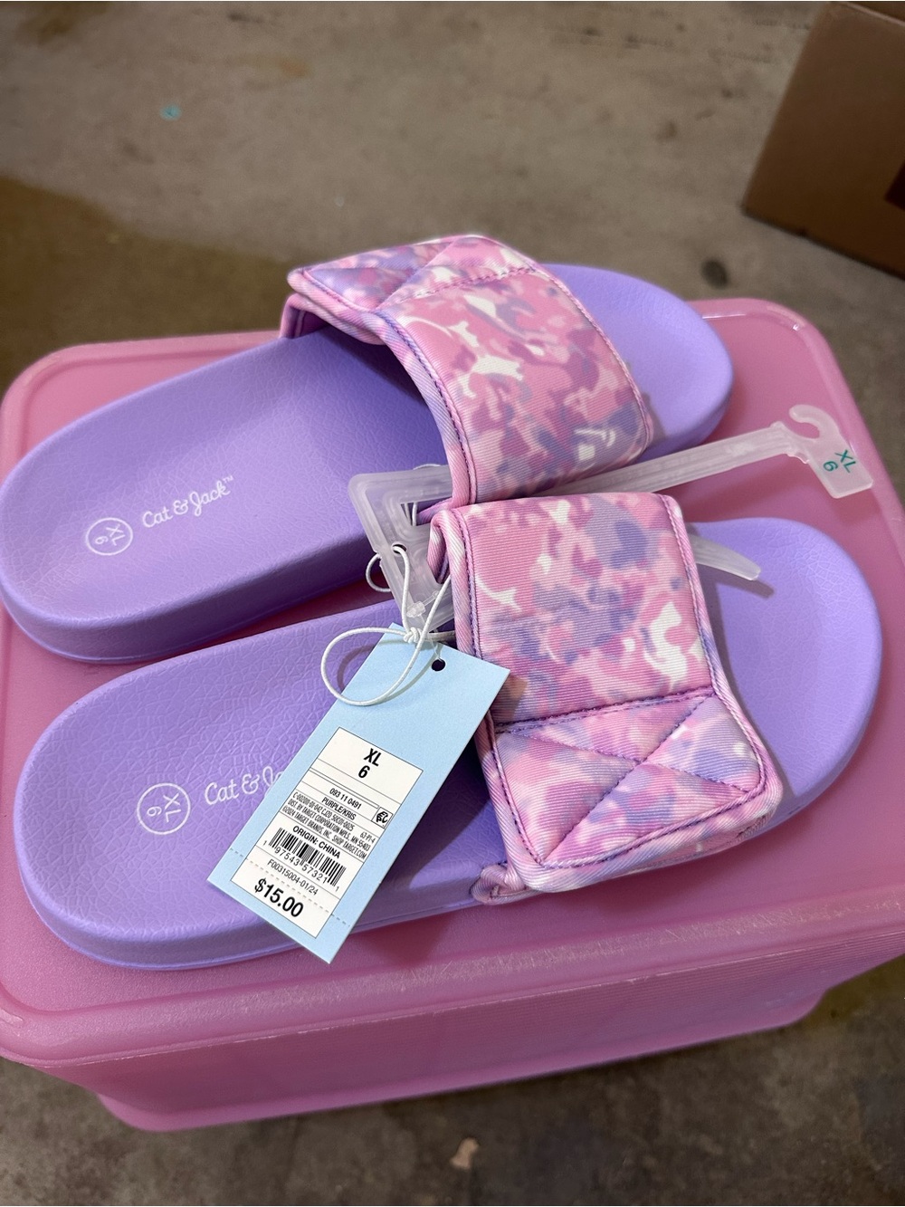 Cat & Jack Pink & Lavender Adjustable Slide Sandals for Kids
